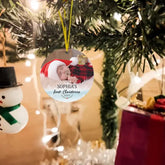 Premier Noël de bébé - Ornement de Noël photo personnalisé en forme de rond